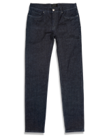 Men's Skinny Slim Jeans in Dark Wash Resin - Grey Stitch-flat lay front