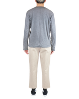 Men's Raw Edge Long Sleeve Crew in Carbon Heather-full view back