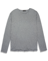 Men's Raw Edge Long Sleeve Crew in Carbon Heather-flat lay (front)