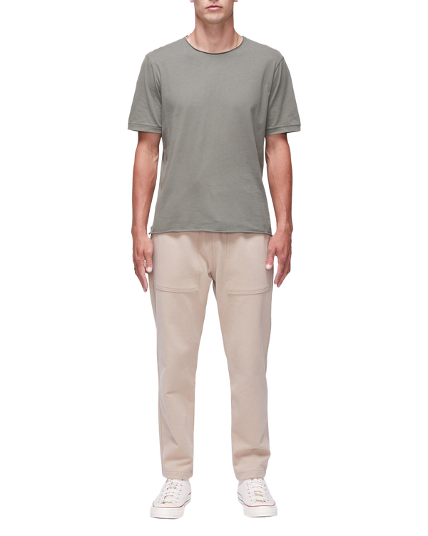Men's Sueded Modern Crew Tee in Olive-full view front