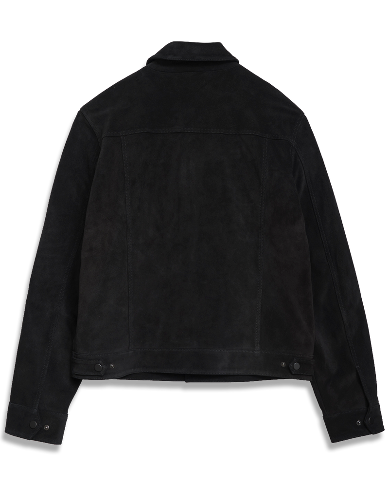 Men's Suede Trucker Jacket in Vintage Black | DSTLD