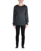Men's Long Sleeve Pullover with Rolled Edges in Dark Heather-full front view