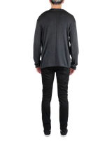 Men's Long Sleeve Pullover with Rolled Edges in Dark Heather-full view (back)