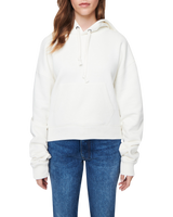 Women's Crop Hoodie in Off White3/4 front view