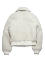 Women's Shearling Jacket in White-flat lay (back)