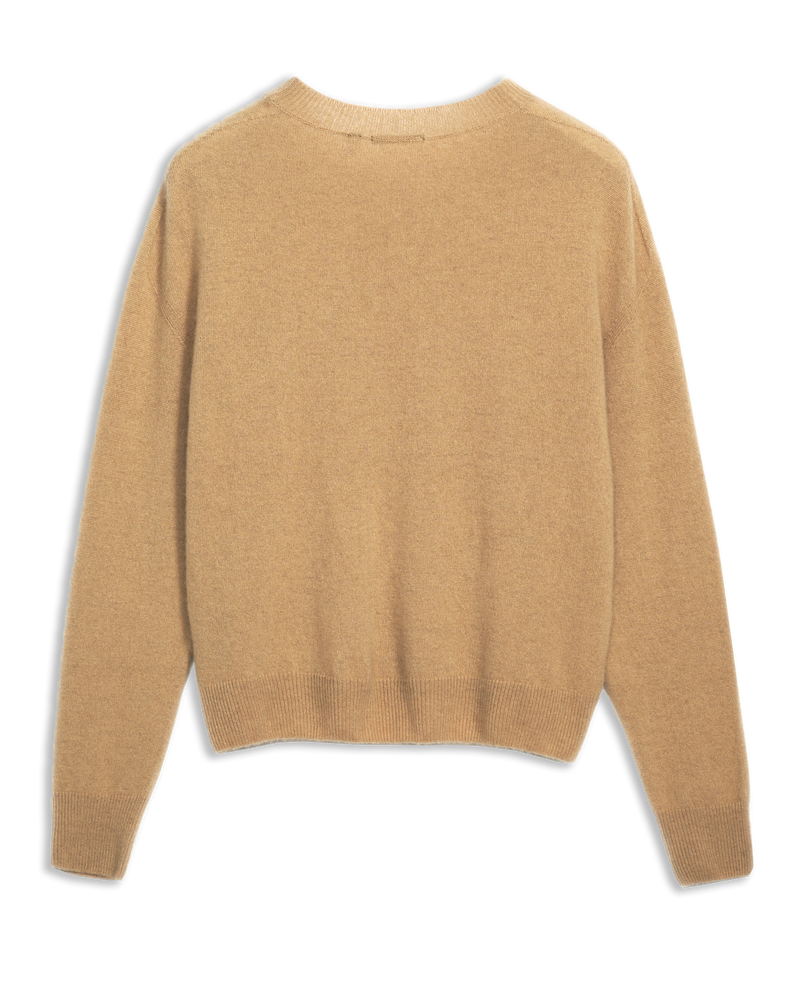 Women's Italian Brushed Cashmere Crew Neck Sweater in Camel | DSTLD