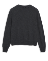 Women's Italian Brushed Cashmere Crew Neck Sweater in Charcoal