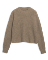 Women's Cashmere Ribbed Mock Neck in Camel Media-fkat lay front