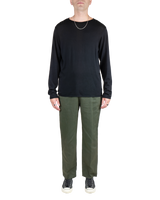 Men's Long Sleeve Pullover with Rolled Edges in Black-full view (front)