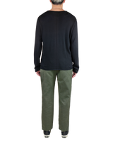 Men's Long Sleeve Pullover with Rolled Edges in Black-back