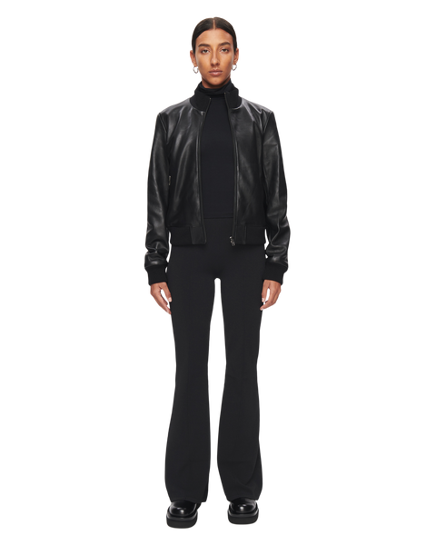 Women's Asymmetrical Leather Jacket in Black