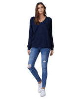 Women's Cashmere V-Neck Sweater in Navy