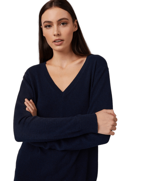 Avenue  Women's Plus Size Deep Valley V Neck Sweater - navy - 3X -  ShopStyle